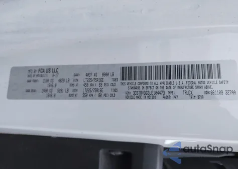 2018 Ram Promaster 2500 High Roof 159 Wb из США, поврежденный, VIN 3C6TRVDG3JE104473